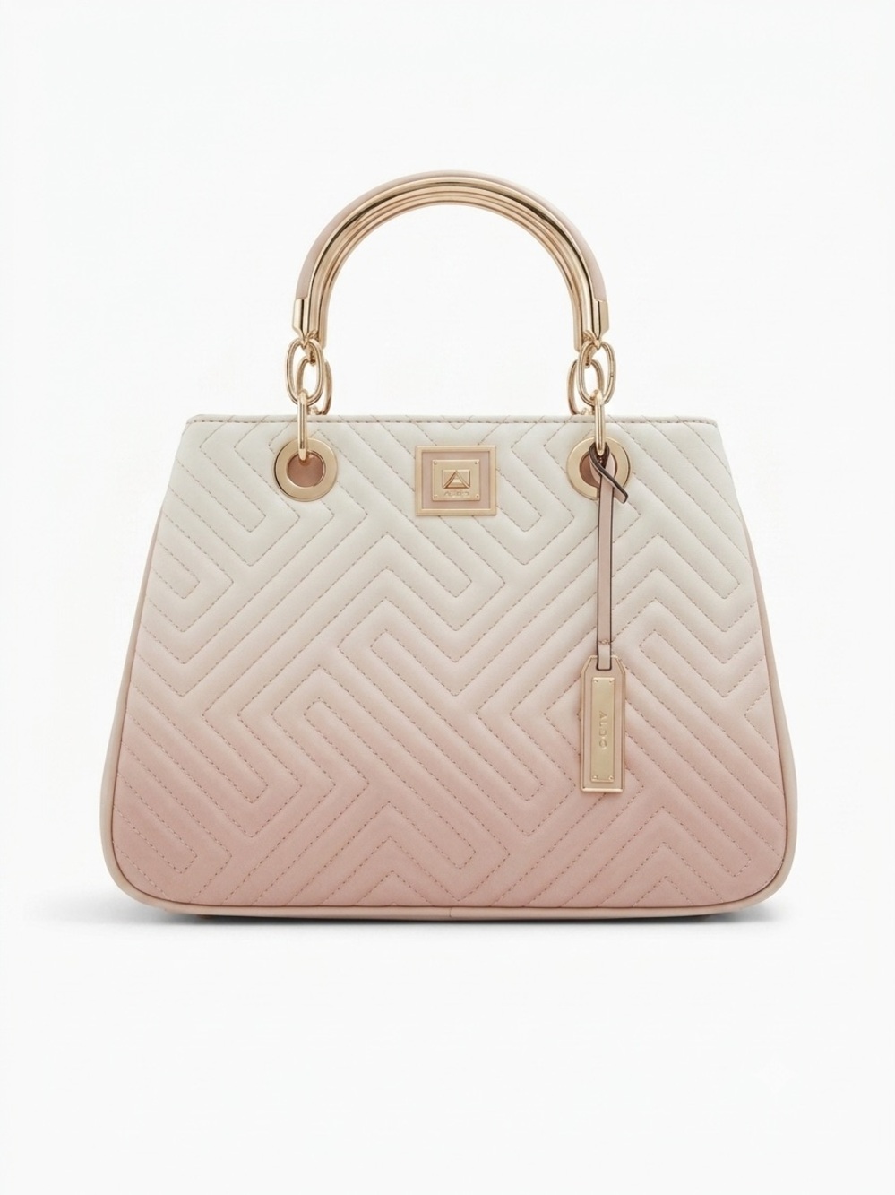 Aldo Blush Ombre Quilted Top Handle Satchel Handbag Gold Hardware - Picture 1 of 9